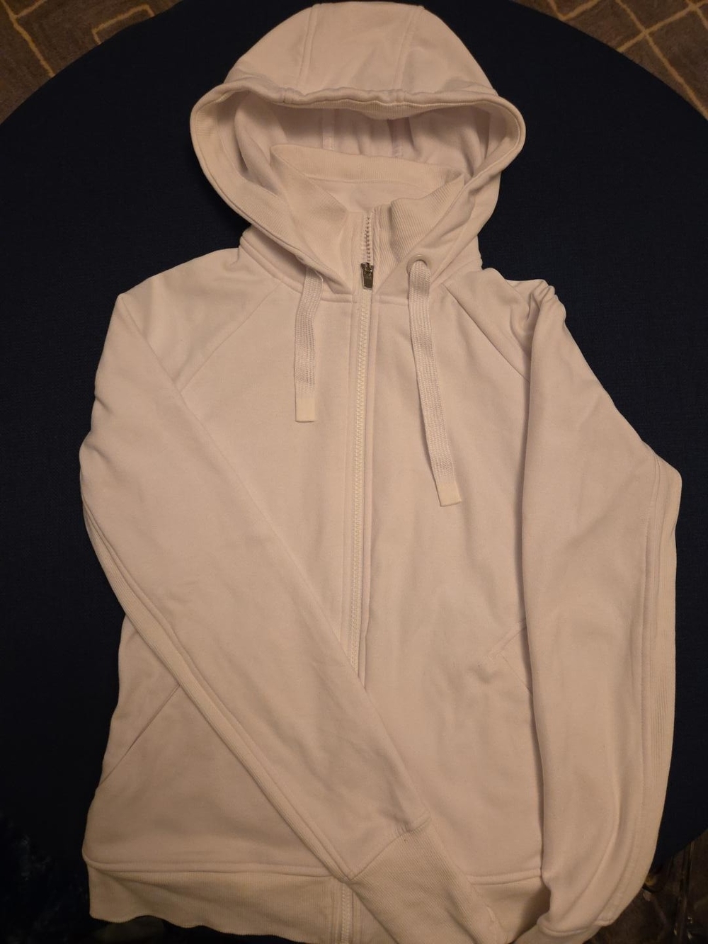 Athleta Triumph Hoodie XS White Full Zip Thumbholes Pockets